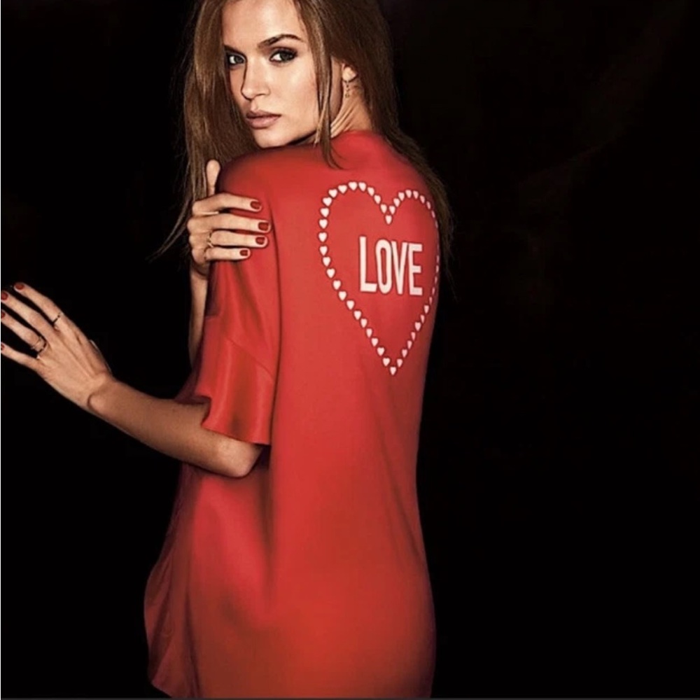NWT Victoria's Secret Red Heart Satin Silky Ruffle Sexy Romantic Kimono Robe OS